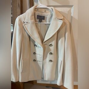 Ann Taylor Women's Elegant Cream Pea Coat